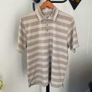 Under Armour Heat Gear Brown Striped Short Sleeve Polo Shirt Men's Size M